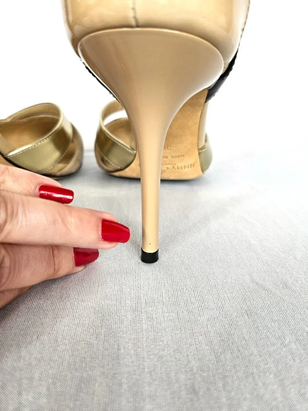 Jimmy Choo Marcine 85 Pumps | Black Nude Gold | Size EU 36, US 6